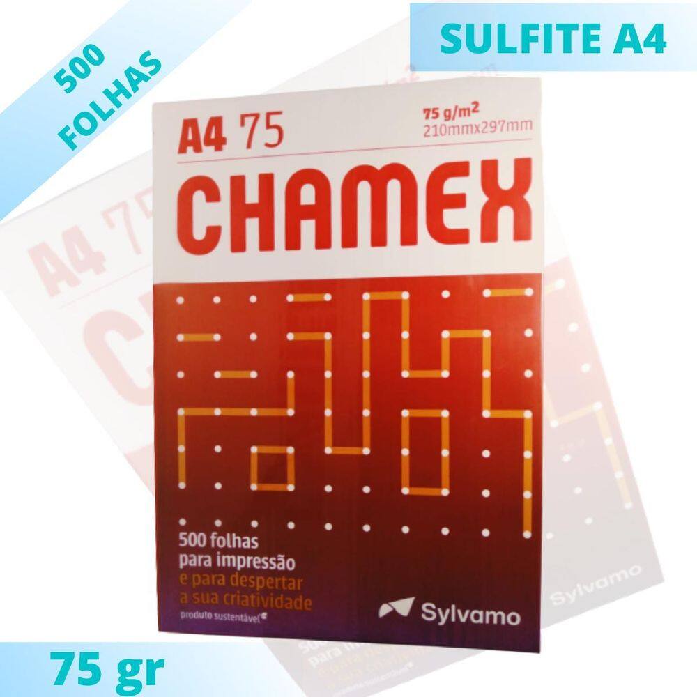 Papel Sulfite A4 Resma 500 Folhas Chamex 75Gm 210X297Mm