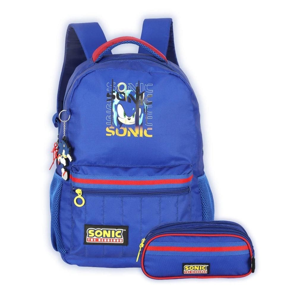 Kit Mochila Sonic Costas E Estojo Kids Escolar Meninos Azul