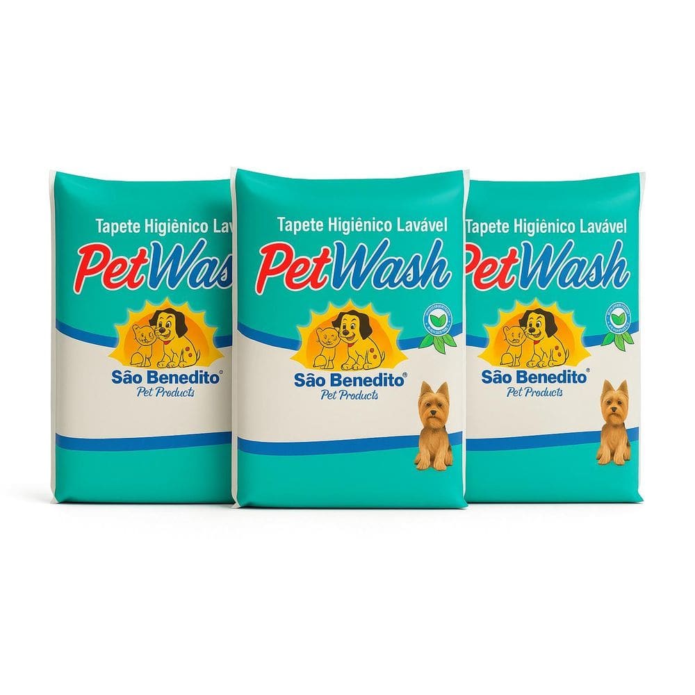 Tapete Higiênico Reutilizável Petwash Kit 3 Unid 60X50