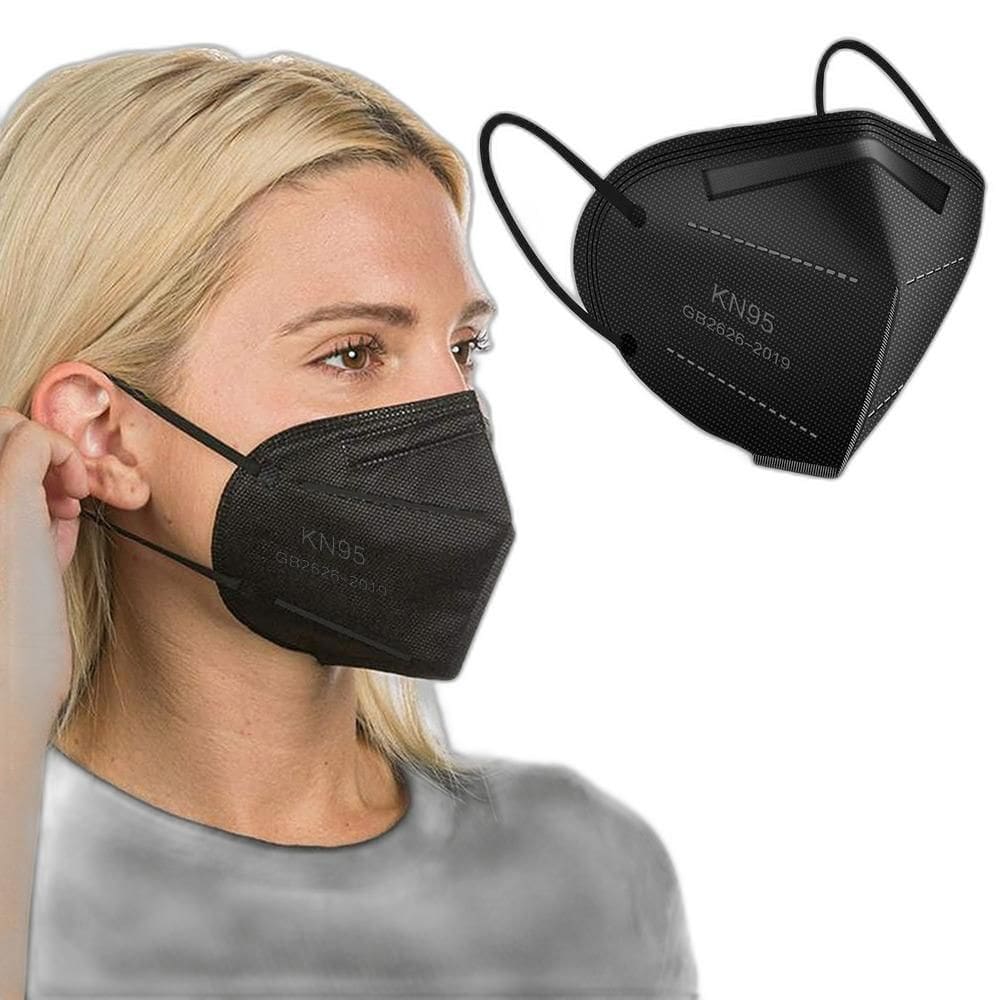 3 Máscaras Descartáveis Kn95 Wwdoll 5 Camadas Anvisa Preta