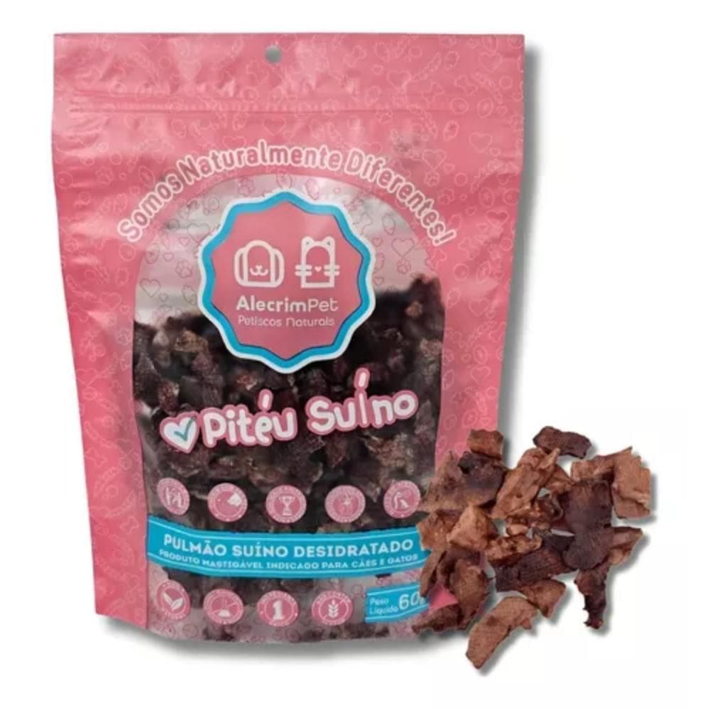 Pulmão Suíno Desidratado Petisco Natu Cães Gatos Alecrim Pet