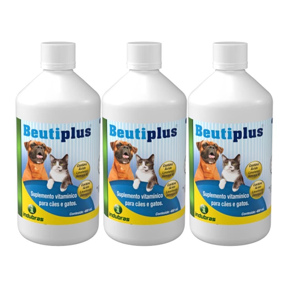 Kit 3X Beutiplus 400Ml Indubras Suplemento Para Cães E Gatos