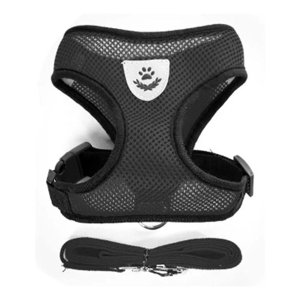 2X Coleira Peitoral Para Gatos Com Guia Cor Preto Tamanho Da