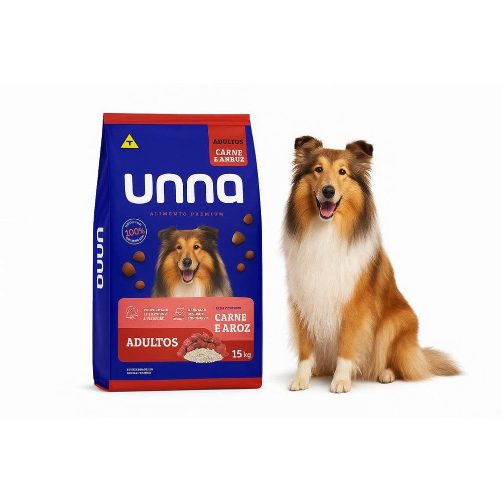 Unna Ração Premium Carne E Arroz 15Kg Para Cães Adultos