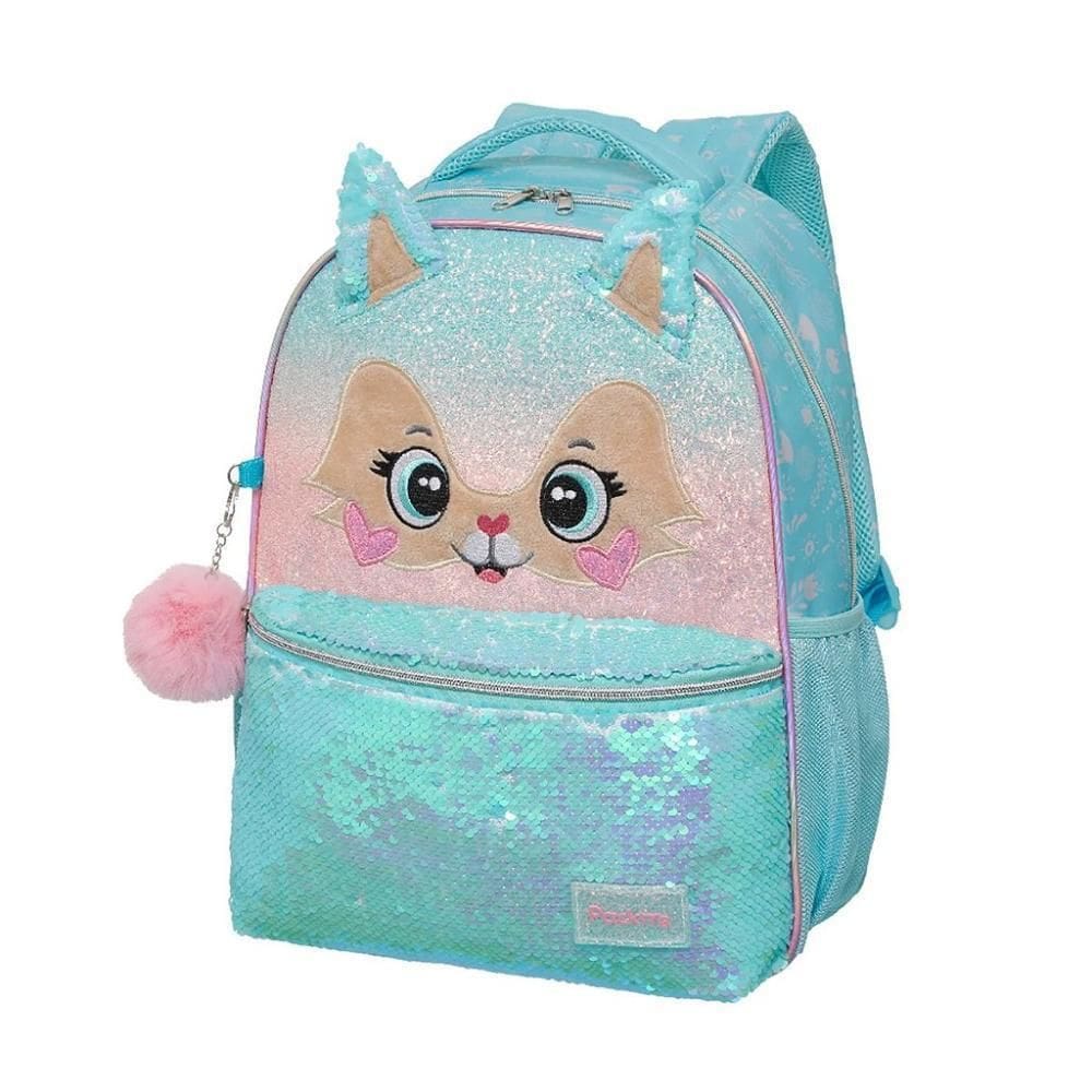 Mochila Pacific Pack Me Raposa Sweet Fox Orelhas 3D Azul