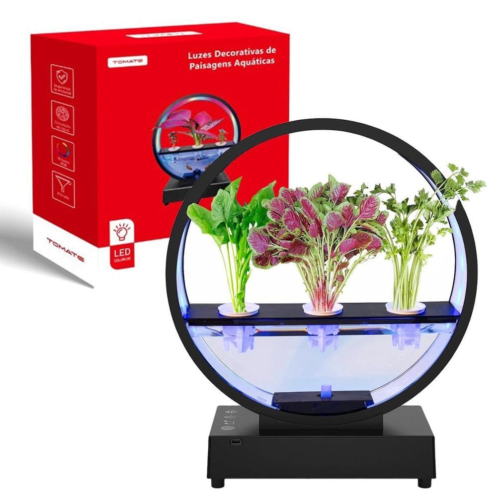 Mni Áquario Luminaria Plantas Com Led Rgb E Motor Usb C