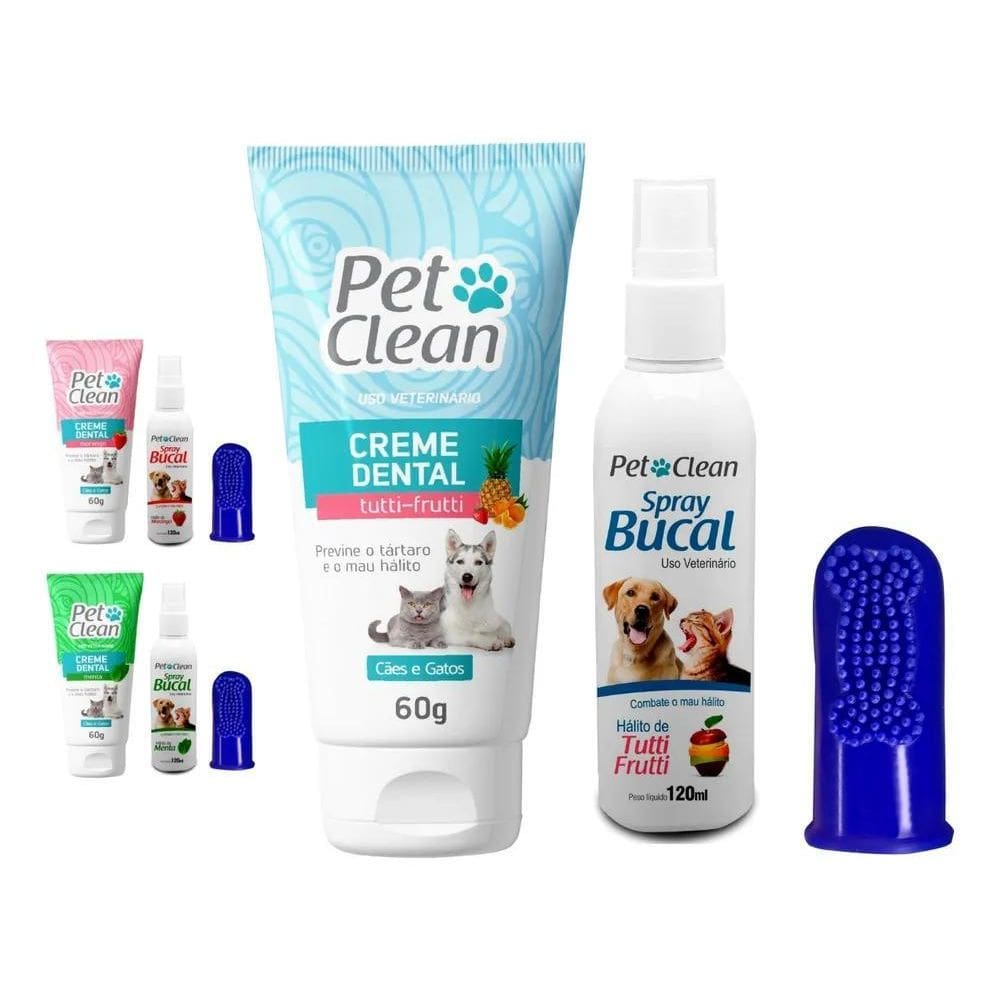 2X Gel Creme Dental Pet + Spray Bucal + Escova Dente Cachorr