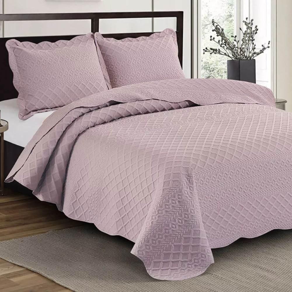 Colcha Ilusion Orla King Camesa Rosê