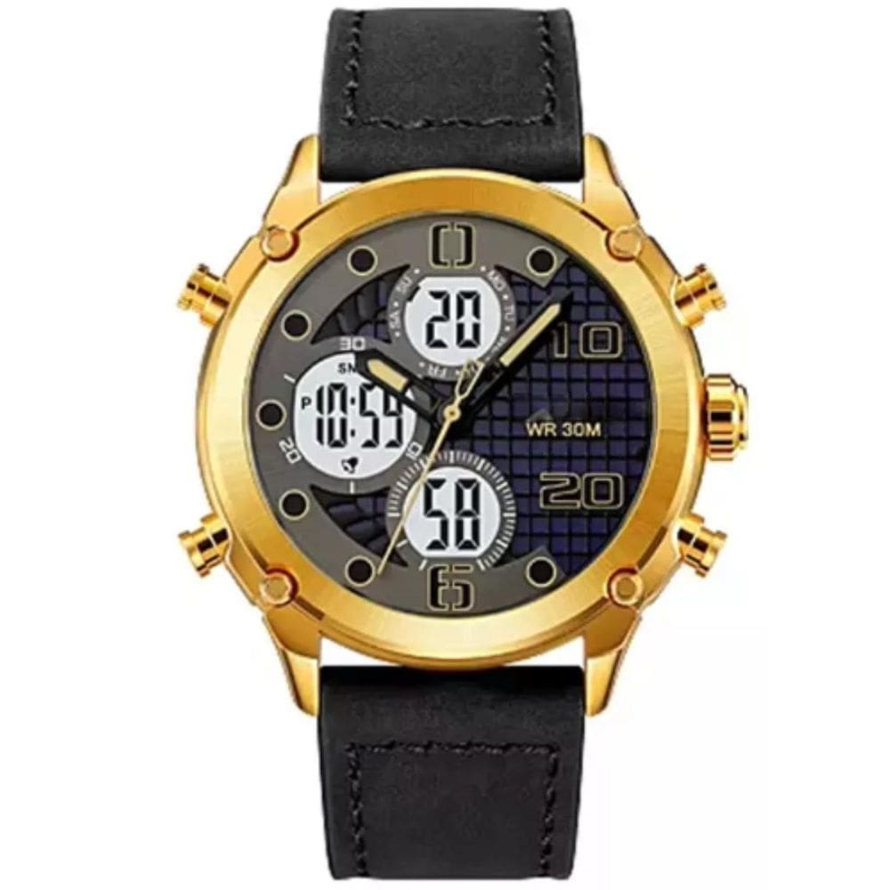 Relógio Analógico Digital Dourado