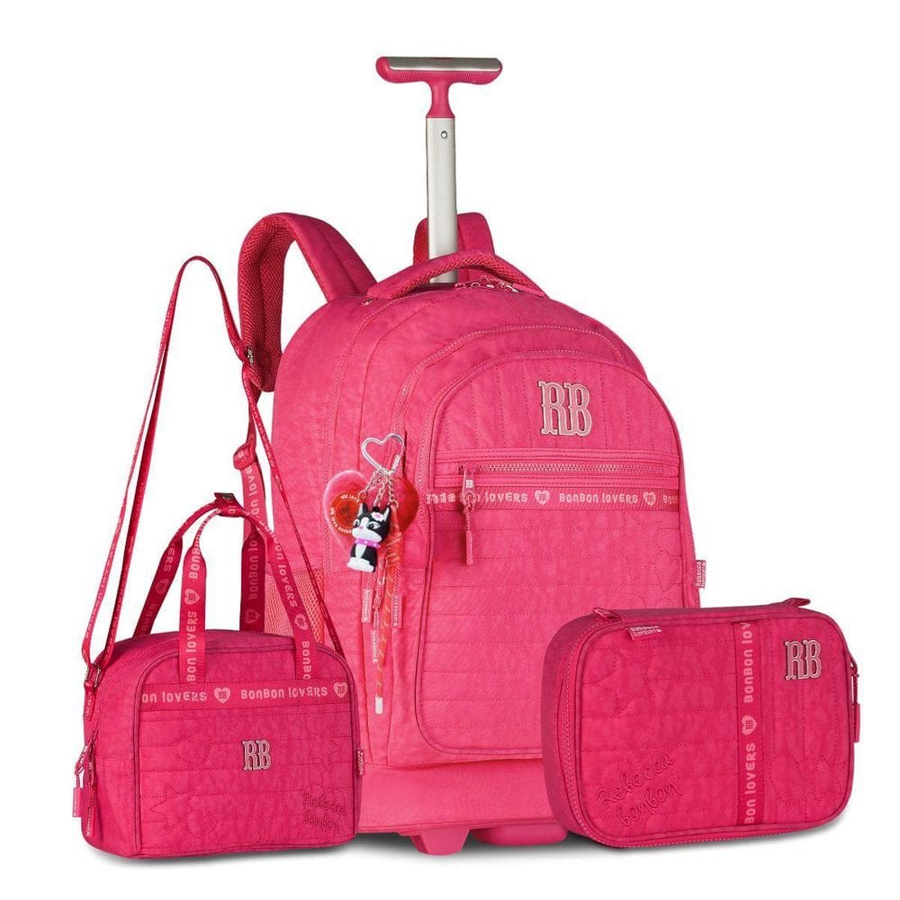 Kit Rebecca Bonbon Mochila Carrinho Com Lancheira E Estojo