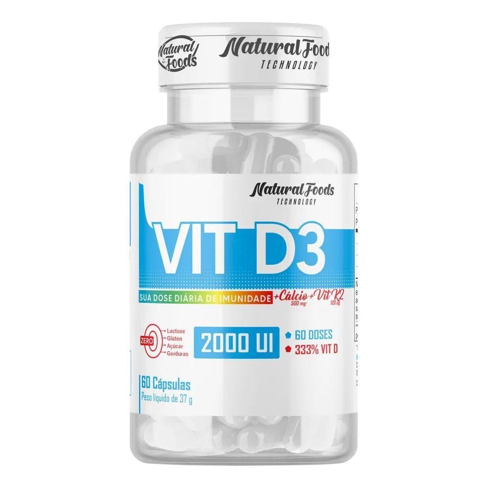 2X Vitamina D3 2000Ui Vit D + K2 Mk7 + Cálcio - 60 Cápsulas