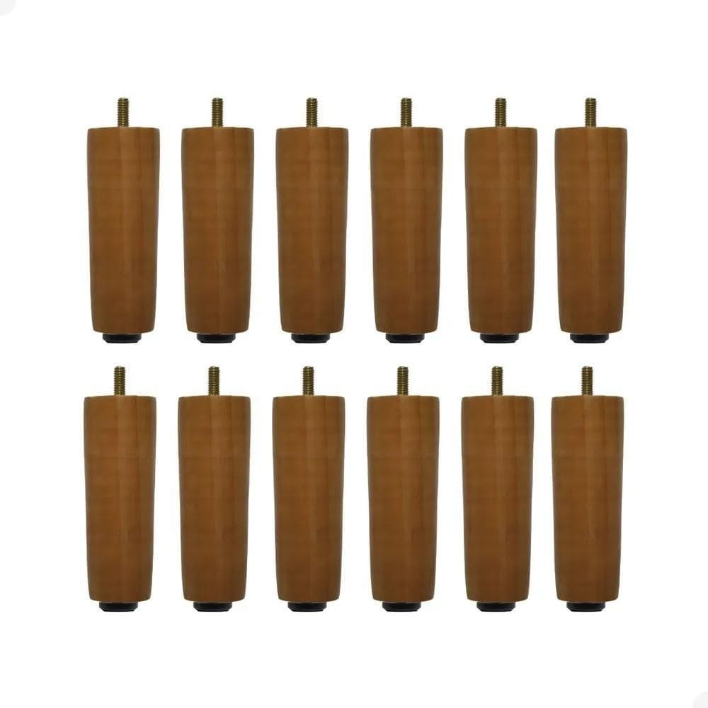 2X Kit 12 Pé De Cama Box Pés Madeira 12 Cm Cama De Casal Kin