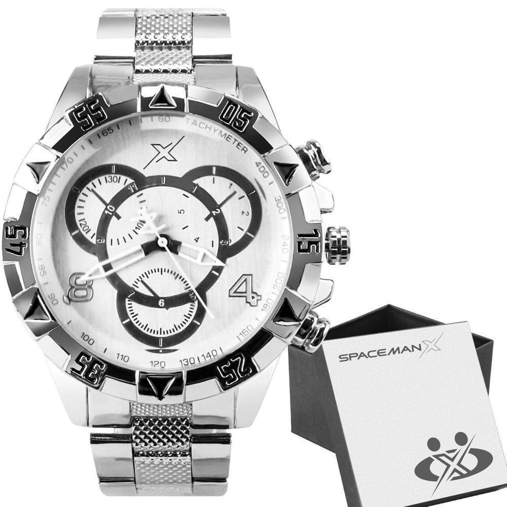 Relogio Masculino Aço Inoxidável Prata + Caixa Premium