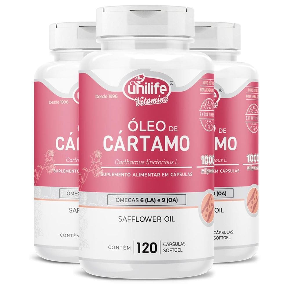 Kit 3 Óleo De Cartamo 1000Mg Com 120 Cápsulas Unilife