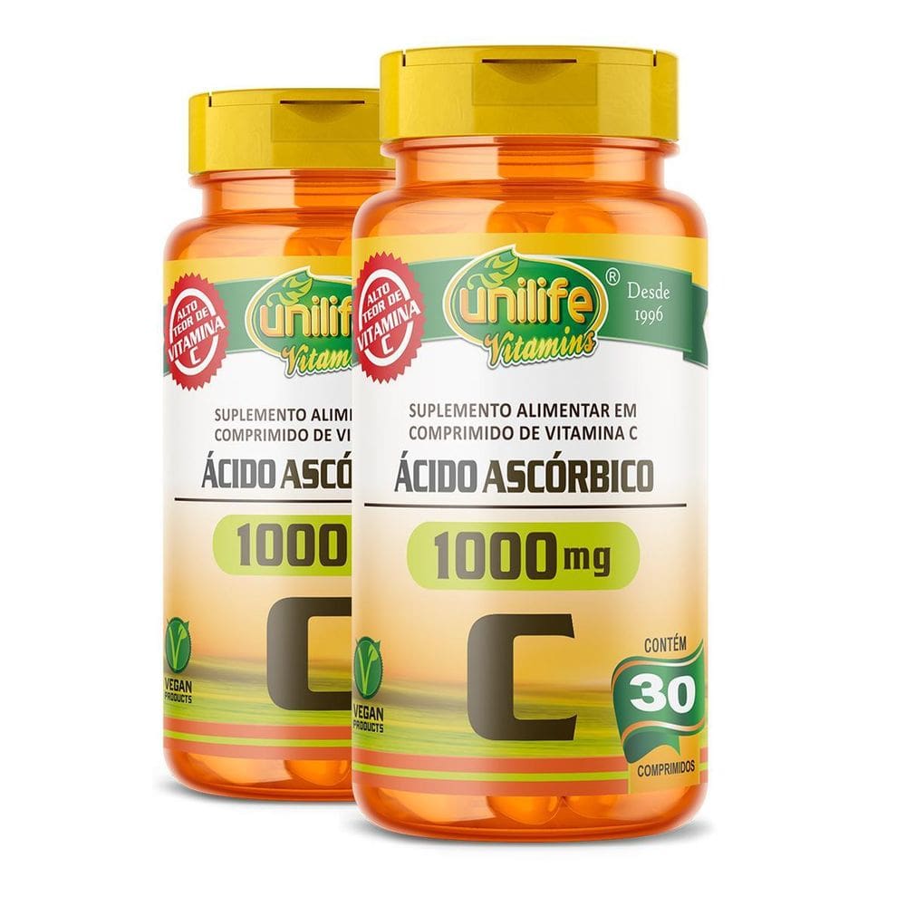 Ácido Ascórbico Vitamina C 30 Comprimidos Kit  02 Unidades