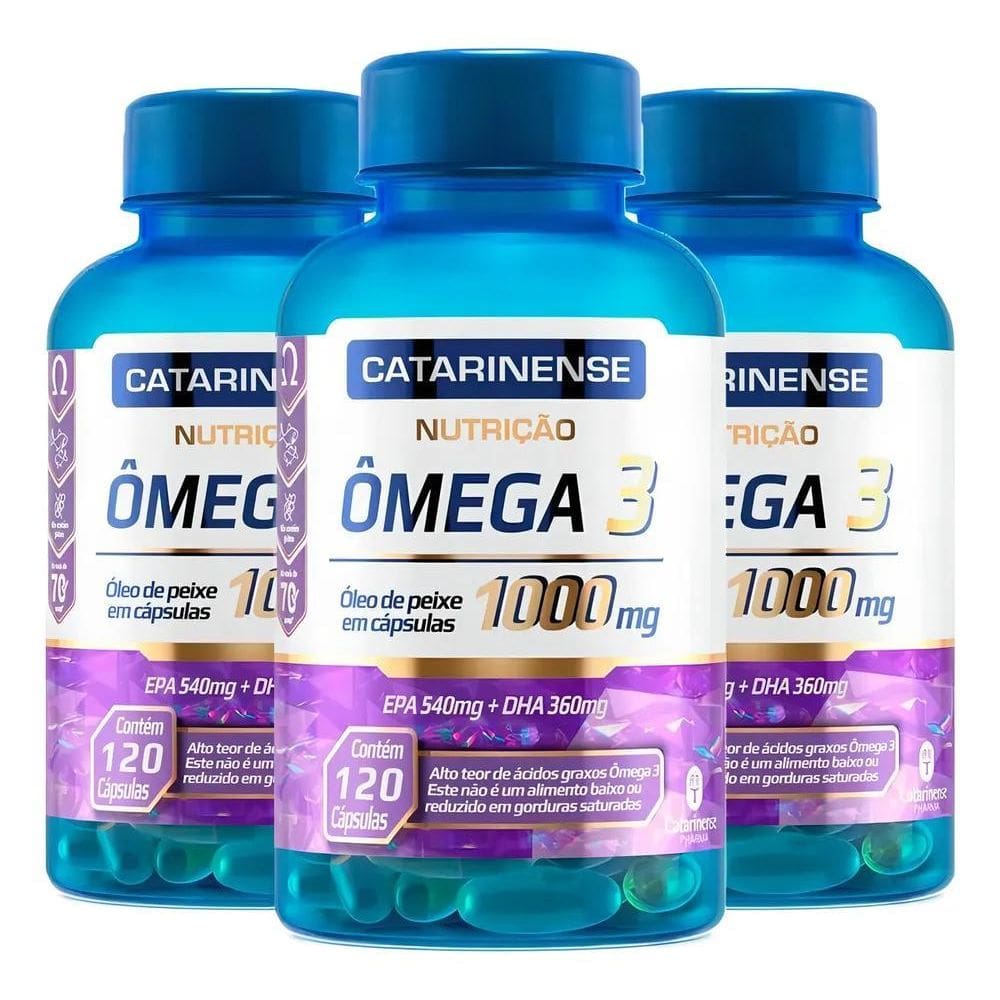 2X Kit 3 Ômega 3 1000Mg Catarinense Pharma  360 Cápsulas  Sa
