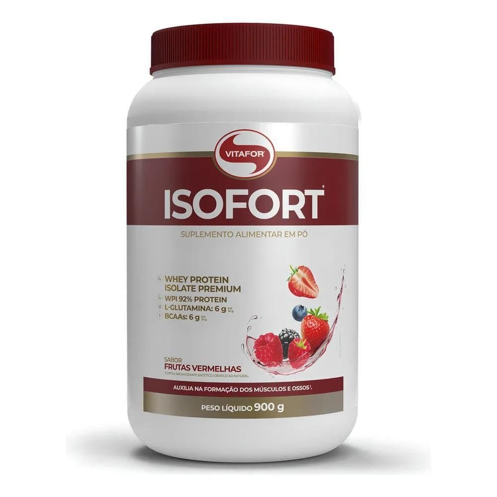 2X Whey Protein Isolado Isofort Frutas Vermelhas Pote 900G V