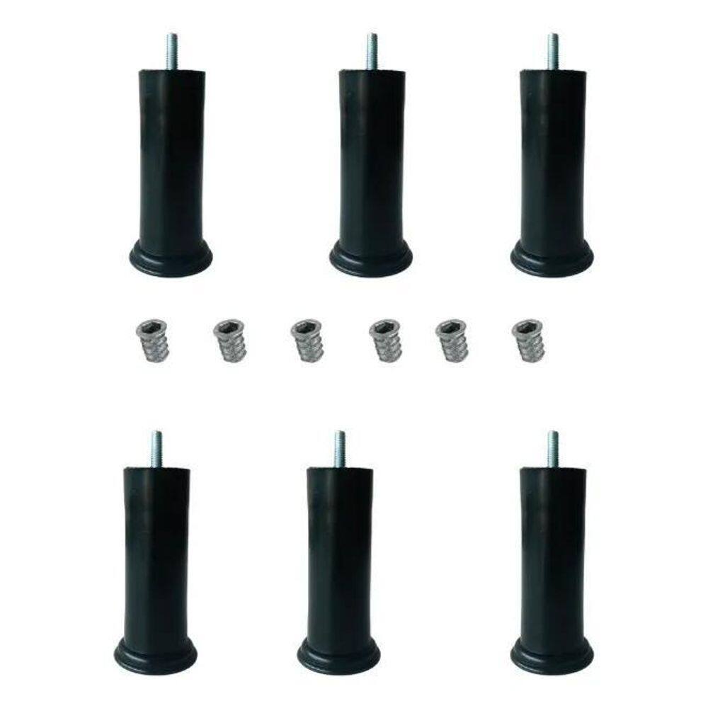 2X Pé De Cama Box Com Bucha Americana Kit 6 Pés 12Cm