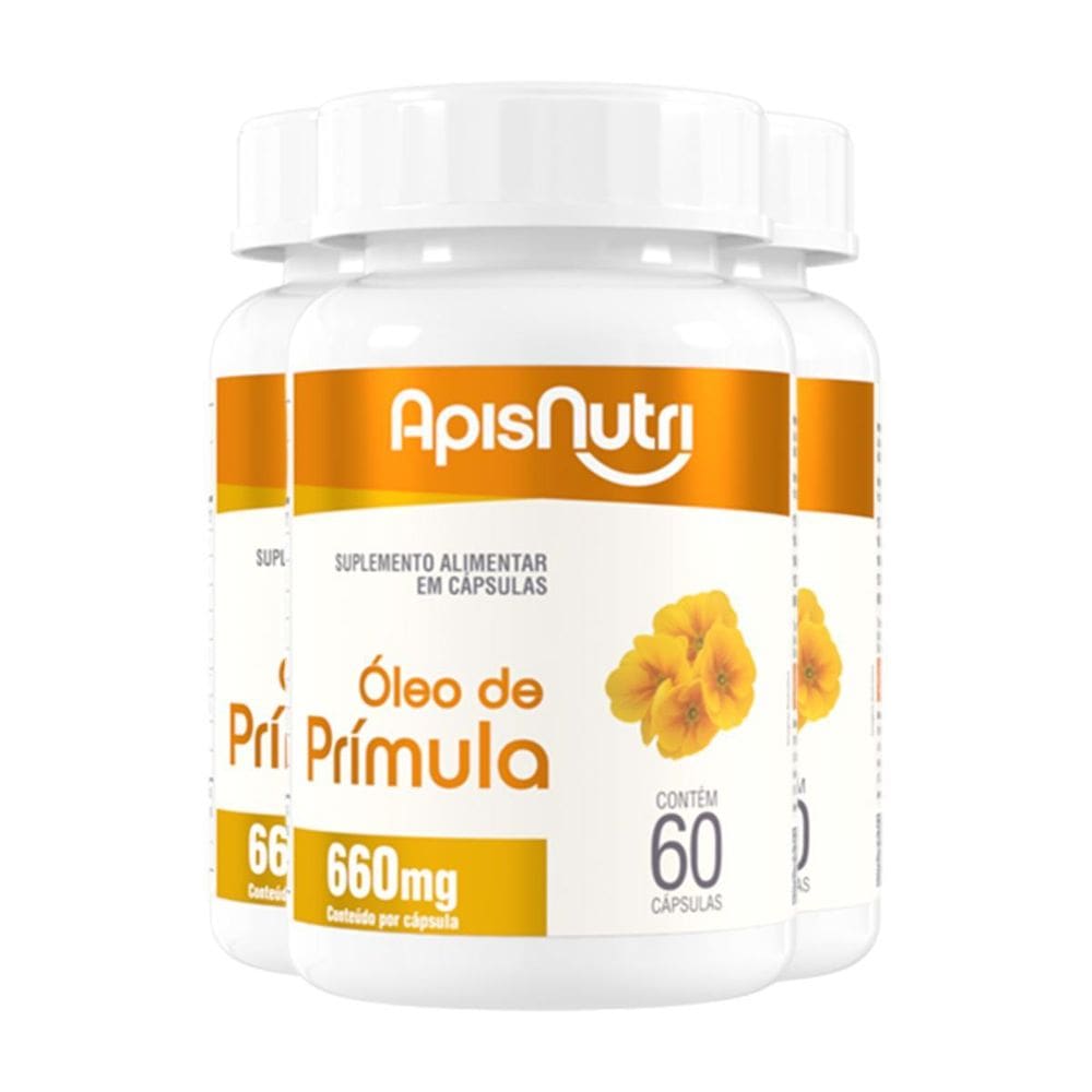 Kit 3 Óleo De Prímula Apisnutri 60 Cápsulas