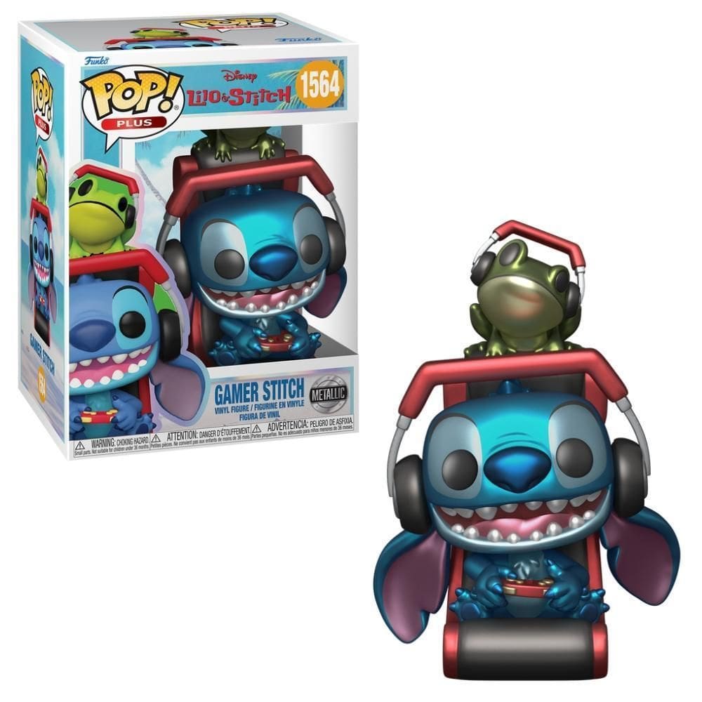 Boneco Funko Pop Plus Disney Lilo & Stitch Gamer Metálico