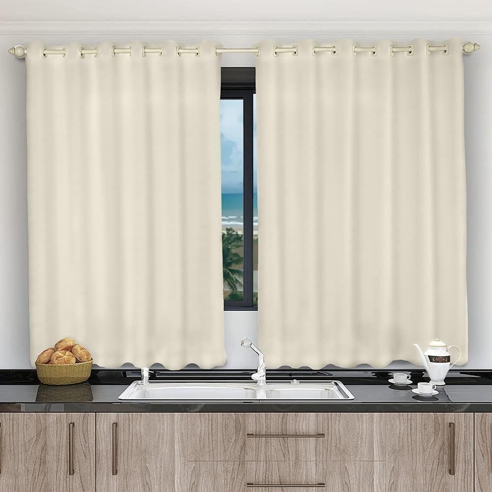 Cortina Para Cozinha Voil Pérola 2,00X1,20 Forro Microfibra