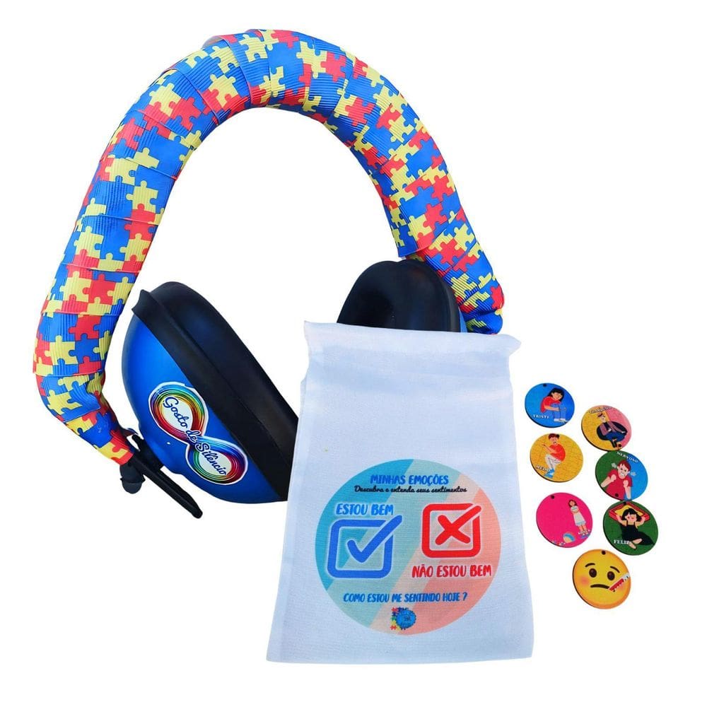 Abafador Acolchoado 11 Db Para Autistas Com Arco Colorido