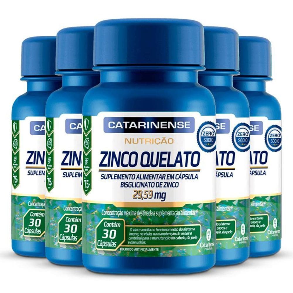 Kit 5 Zinco Quelato Catarinense 30 Cápsulas
