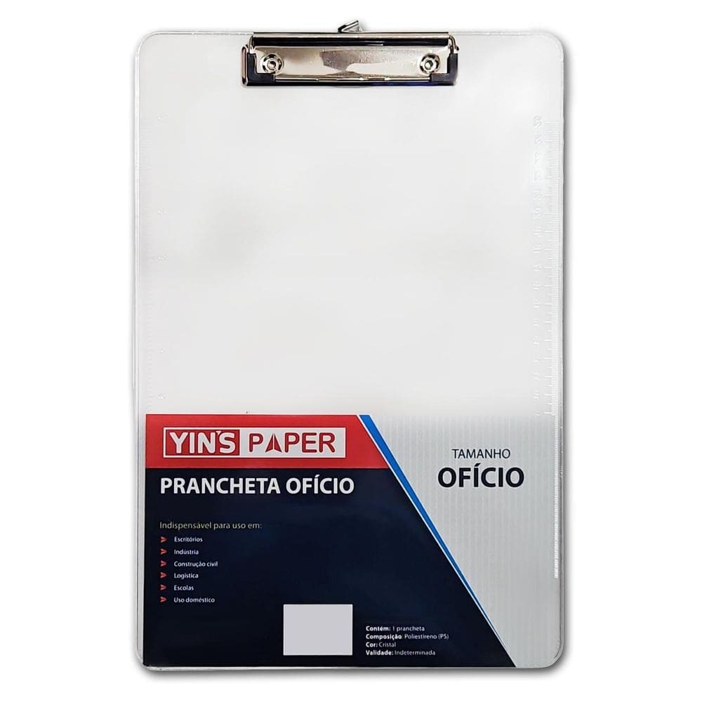 Prancheta Ofício Cristal Transparente Predendor Metal 35X24