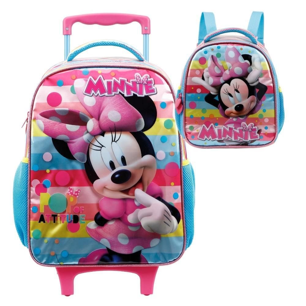 Kit Mochila Rodinhas E Lancheira Minnie Rosa S Xeryus 11440
