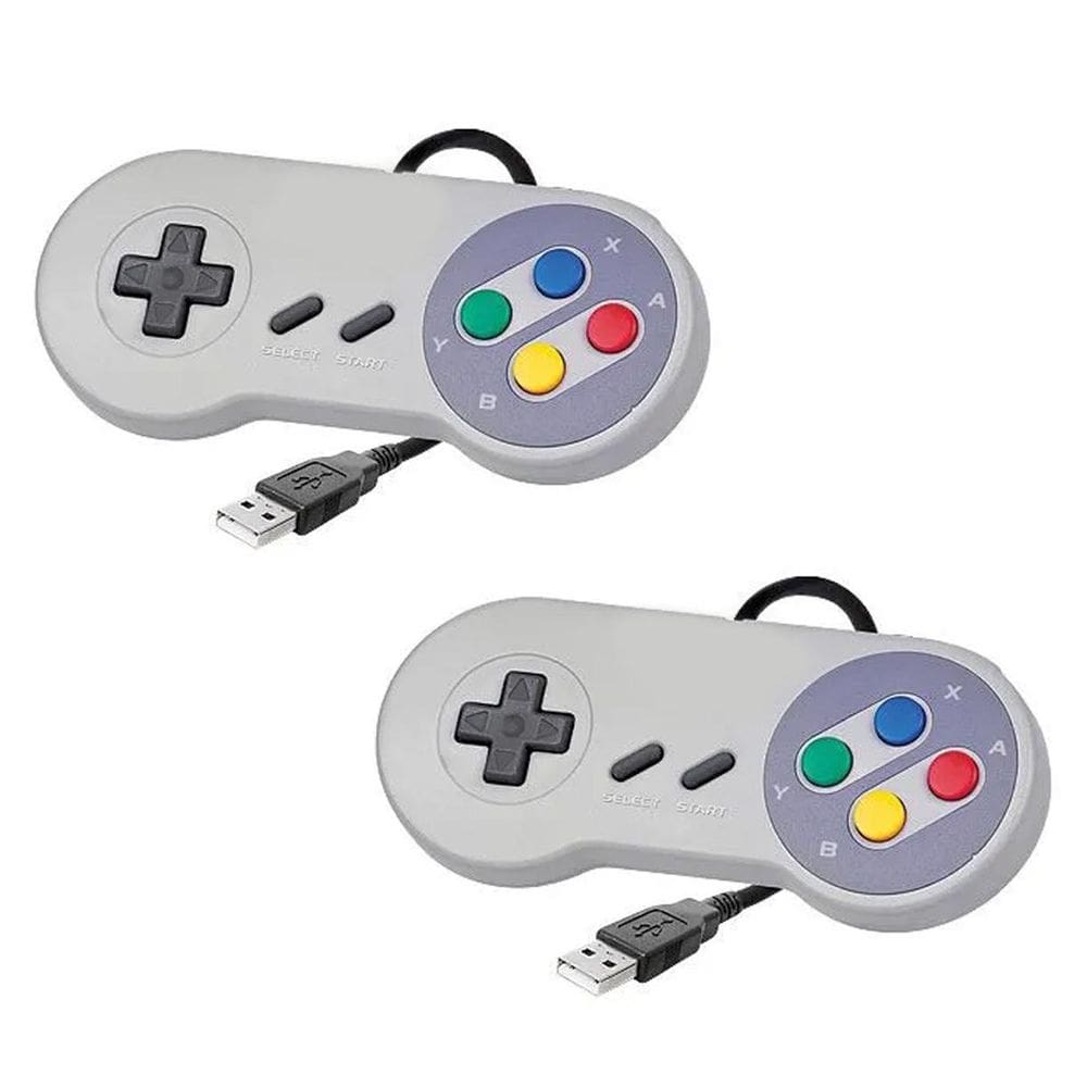 Kit 2 Controles Joystick Usb Pc Estilo Super Nintendo Snes