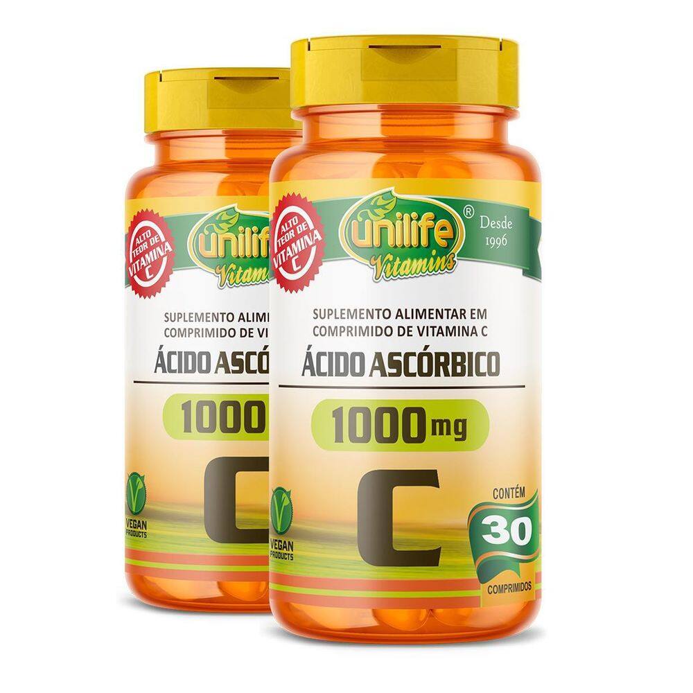 Ácido Ascórbico Vitamina C 30 Comprimidos Kit  02 Unidades