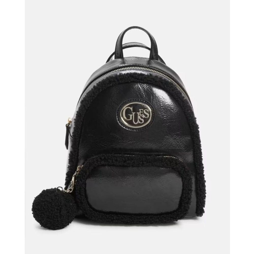 Mochila Pequena Guess Gina Sherpa Preta Modelo Conversível