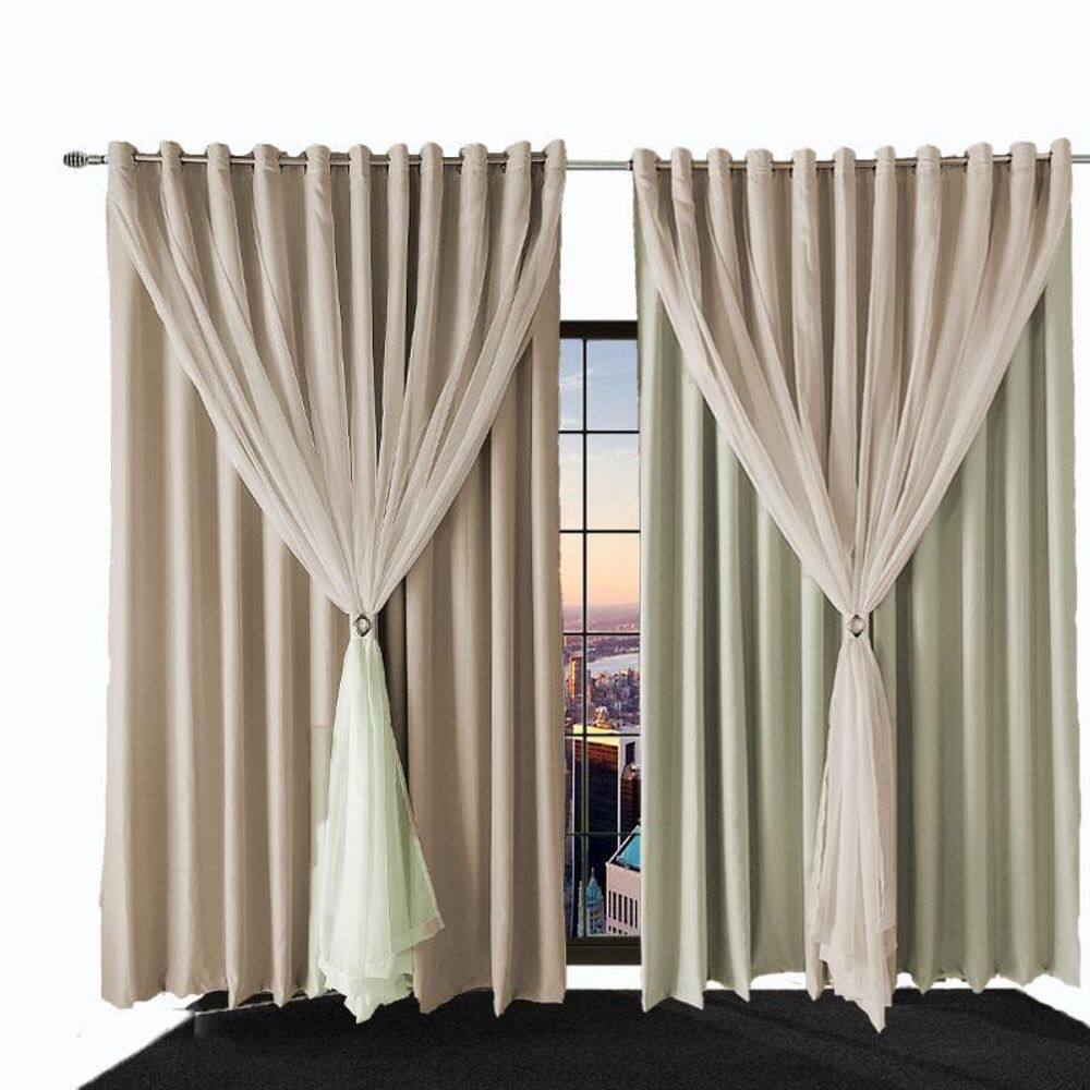 Cortina Para Sala E Quarto Blecaute Bia 5,50 X 2,30 Palha