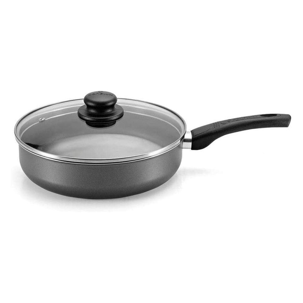 Frigideira Funda Alum 22Cm Tampa Vidro Grafite