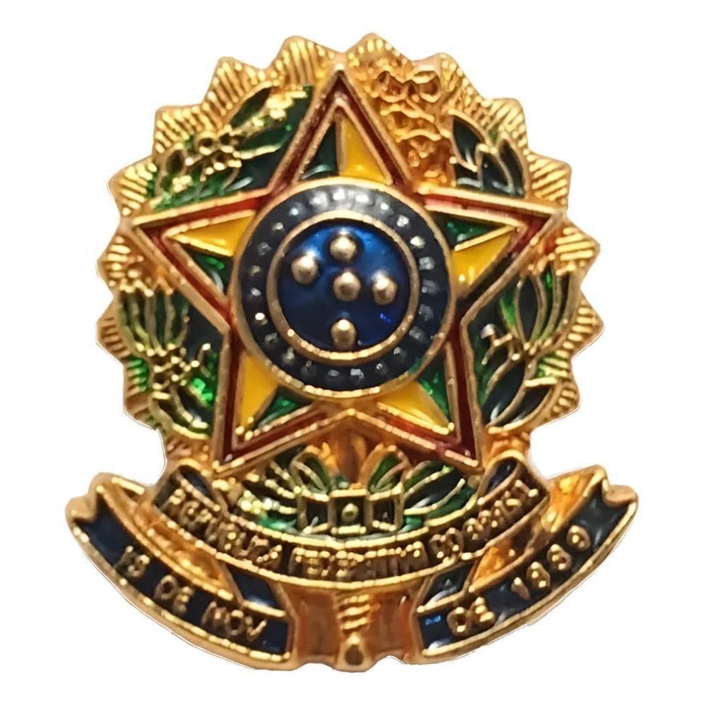 Pim Bótom Broche Brasão Da República Brasil Folheado A Ouro