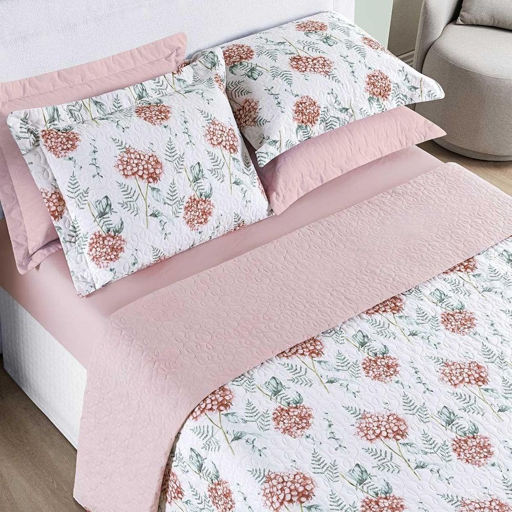 Kit Colcha Maris Casal Dupla Face 200 Fios 200 Fios Salmão