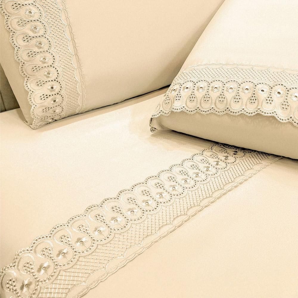 Jogo De Cama Lençol Casal D Mais 4 Peças - Palha