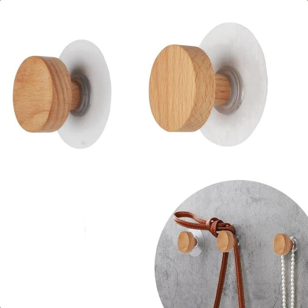 2X 2X Ganchos Adesivo Parede De Madeira Novidade Rústico 3Cm