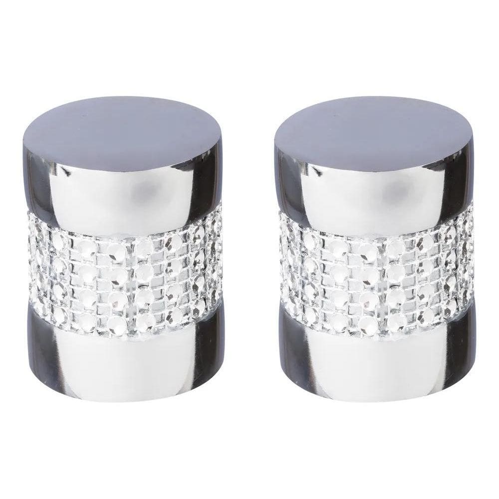 2X Kit Ponteira Para Varão Cortina 28Mm Strass Alumínio Par