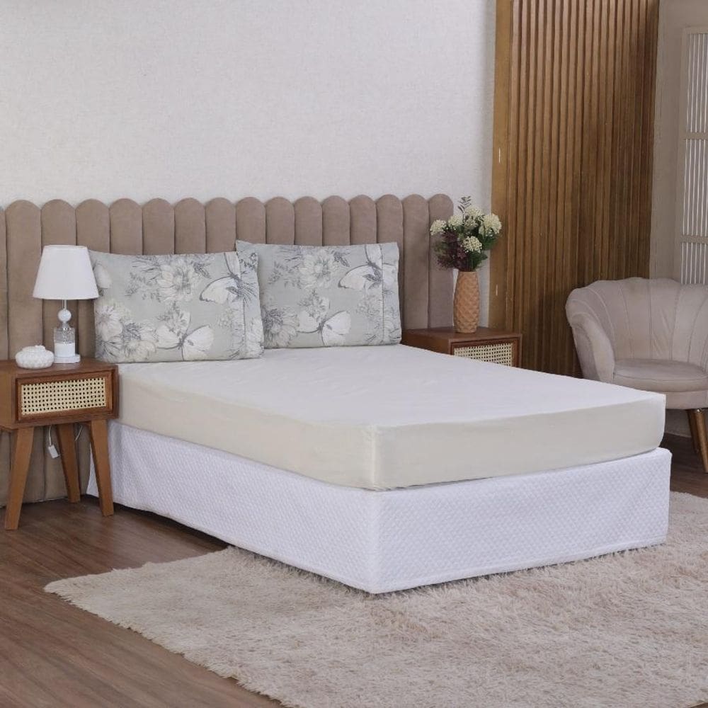 Jogo Cama Queen 3P Lençol + Fronha Esmeralda Percal 100%