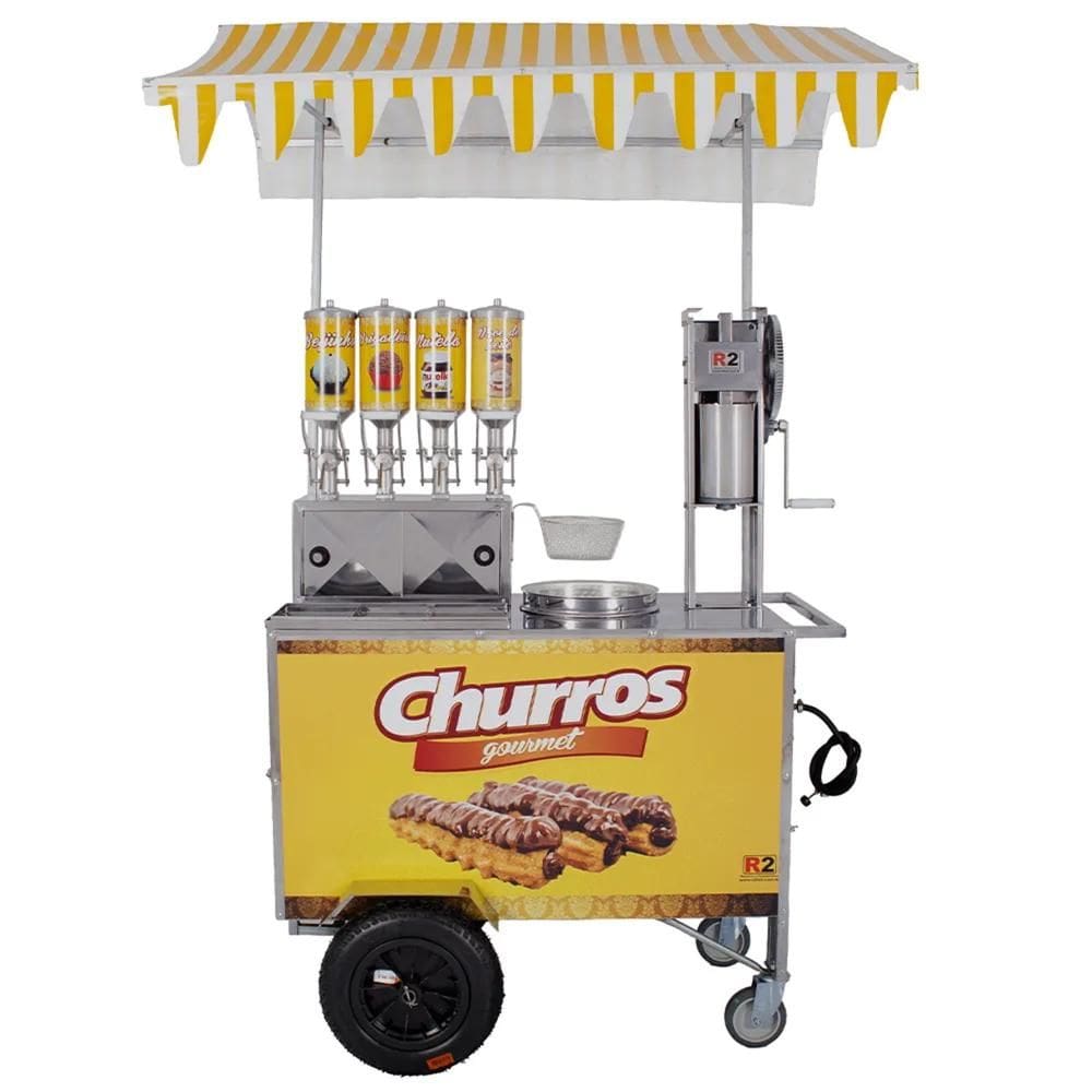 Carrinho de Churros Gourmet R2 4 Doceiras e Masseira com Resistência 110V R0078-1