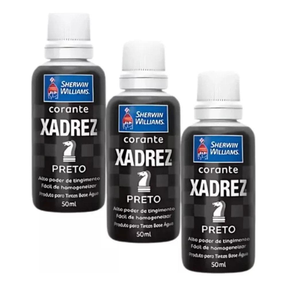 2X Corante Líquido Bisnaga Preto 50Ml 3 Unidades Xadrez