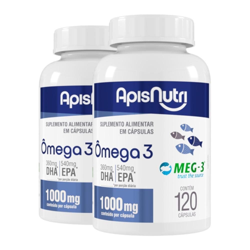 Kit 2 Ômega 3 Óleo De Peixe 1000Mg Apisnutri 120 Cápsulas