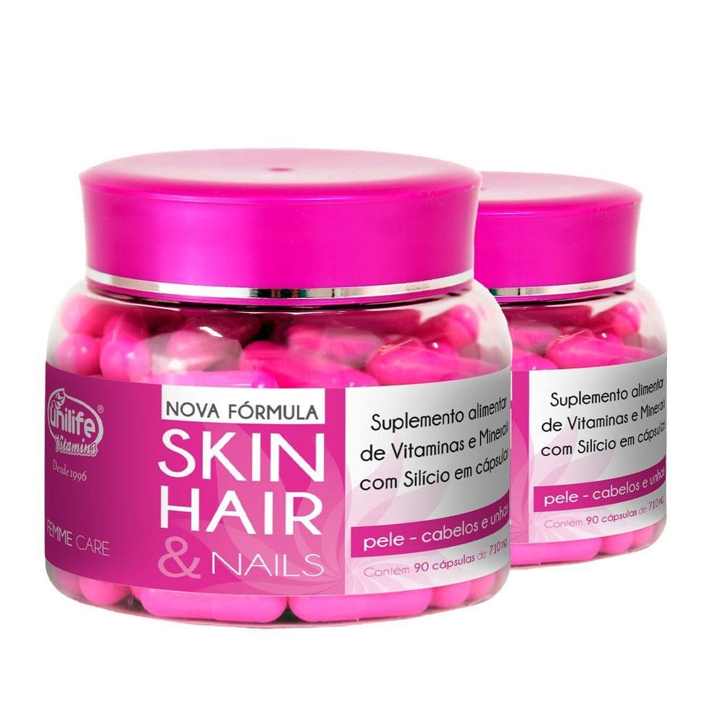 Kit 2 Skin Hair E Nails Femme Care Unilife 90 Cápsulas