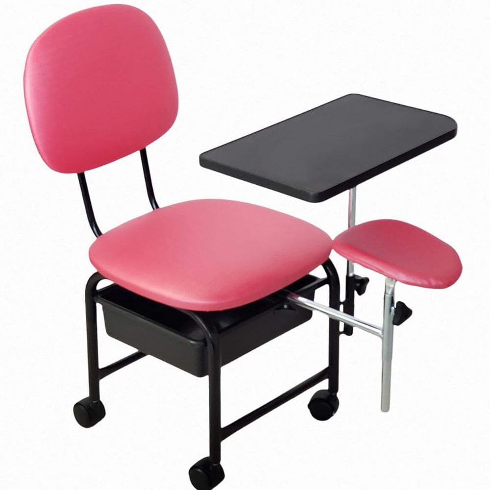Cadeira Manicure Cirandinha Com Apoio Gaveta E Rodinhas Pink