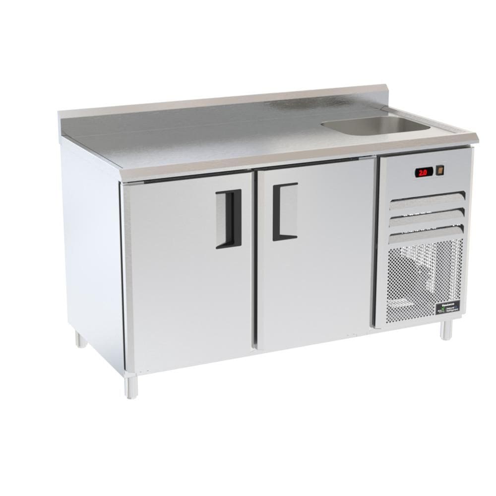 Balcão Refrigerados Venâncio 150cm Linha Prime Exterior Inox Interior Aluzinco Borda Espelhada com Cuba 220V PCFRH15-39342