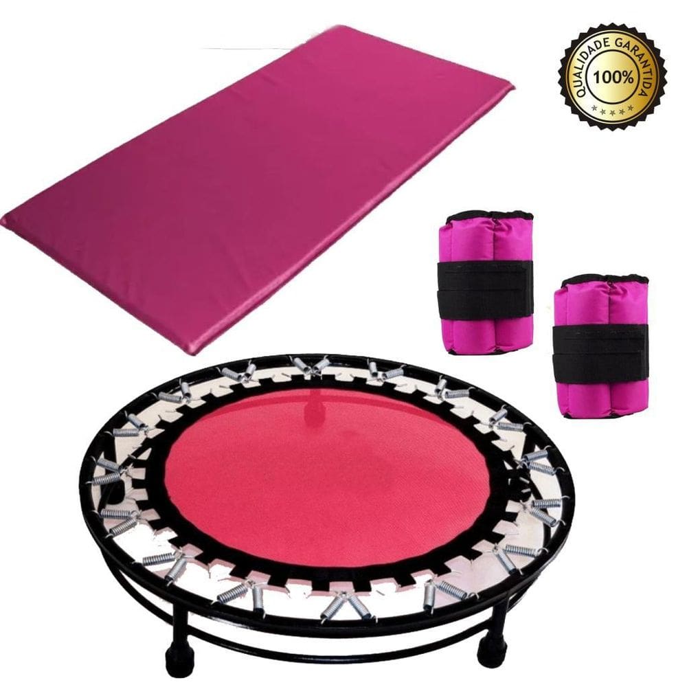 Kit Ginástica Rosa - Jump + Colchonete + Caneleira 5 Kg