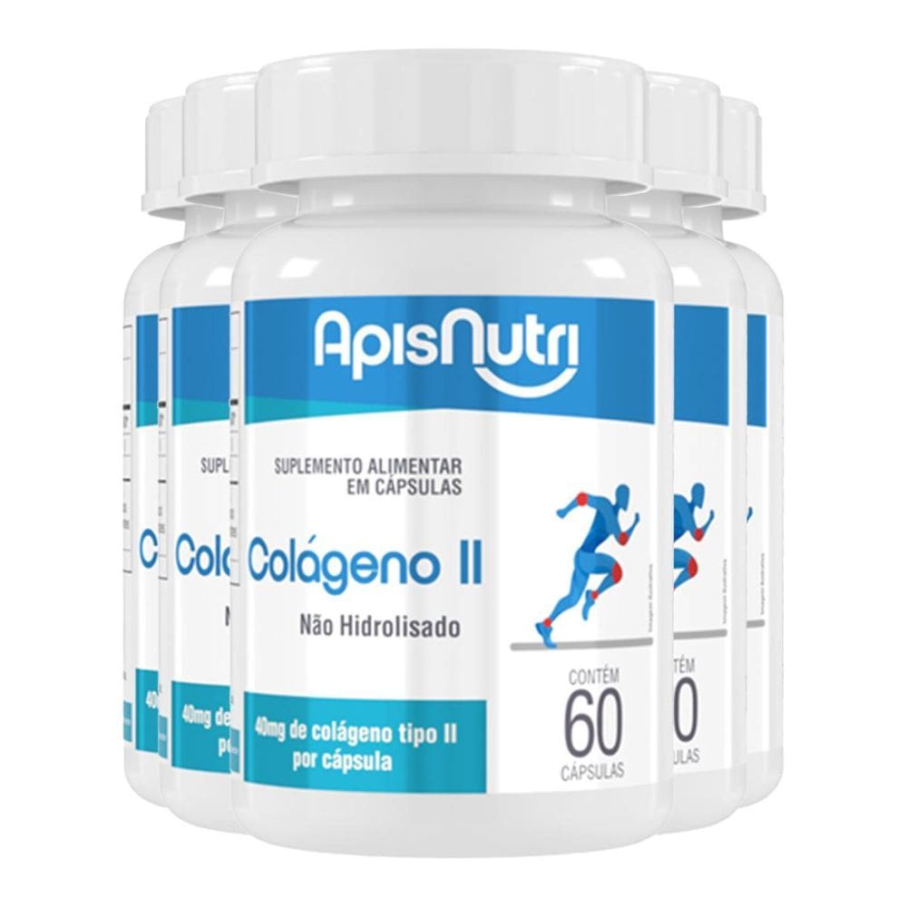 Kit 5 Colágeno Tipo Ii Apisnutri 60 Cápsulas