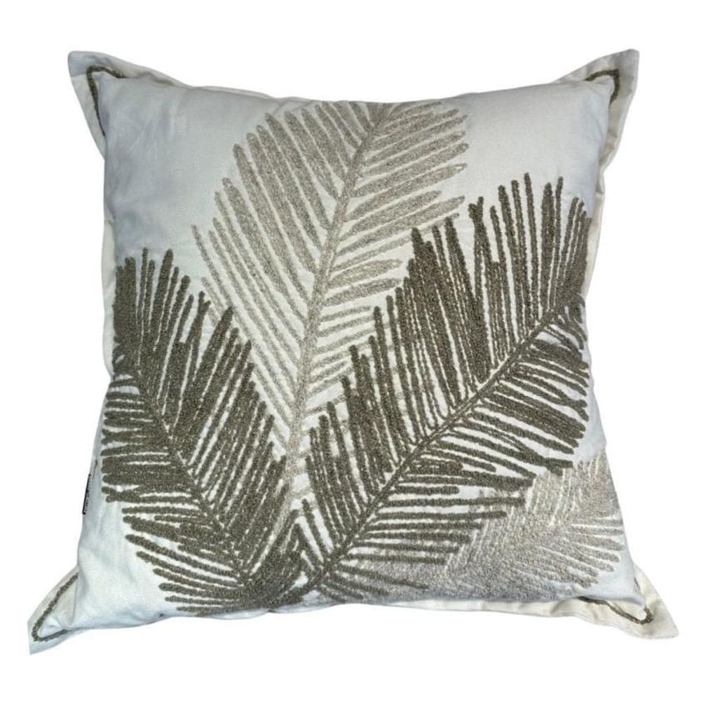 Almofada Sarja 60X60 C/Bord Boucle Folhagem Bege