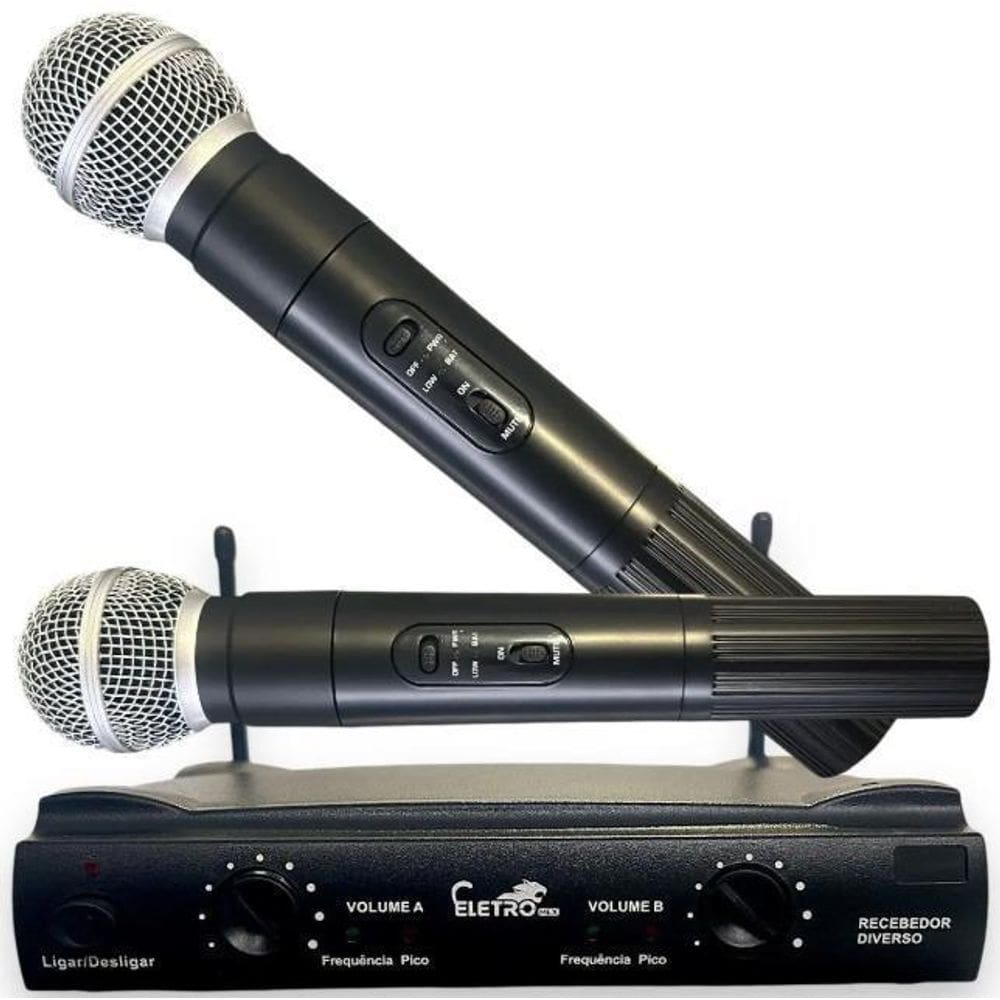 Microfone Sem Fio Duplo Eletromex 5007
